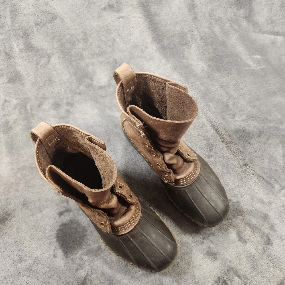 LL Bean Boots Bean Boots Womens 7 Wide Brown Leather‎ Duck Made In Maine Vintage